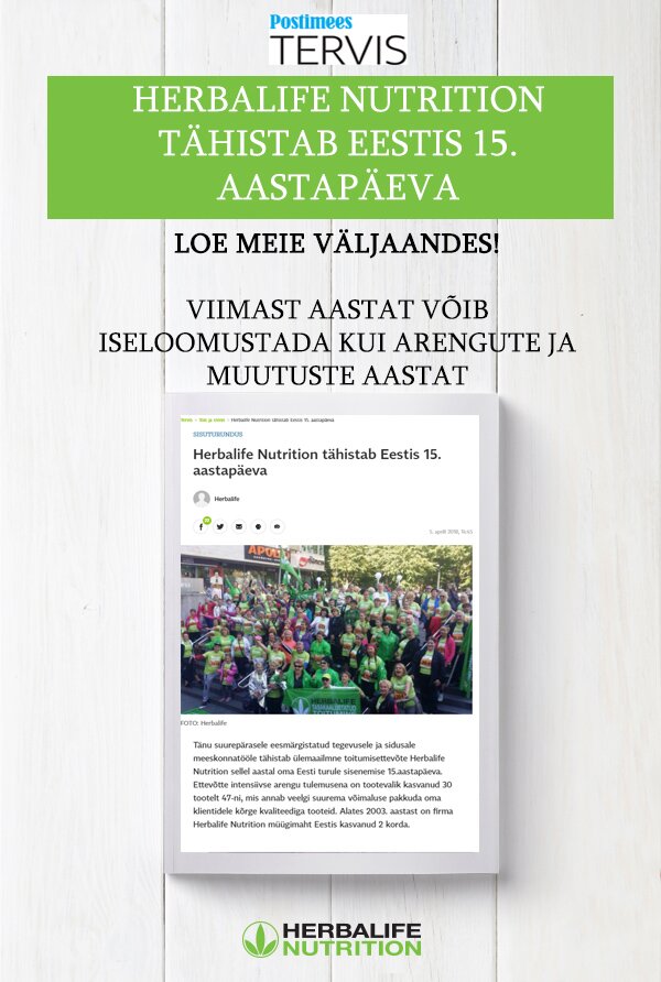 Herbalife Nutrition tähistab Eestis 15. aastapäeva